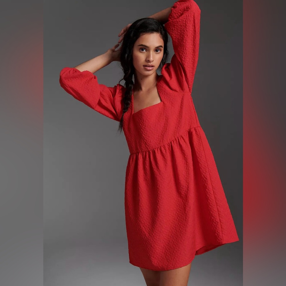 Anthropologie | Amadi | Esther Mini Dress, Red, Floral, US M Petite
